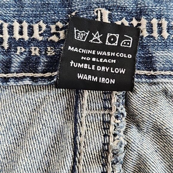 Request Jeans Men's 36x30 Embroidery Studded Pockets Feathering Straight EUC - Picture 12 of 14